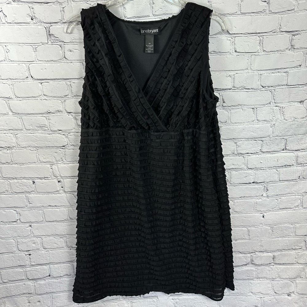 Lane Bryant Women’s Ruffled Sleeveless Surplice Top Stretch Dress Black 20